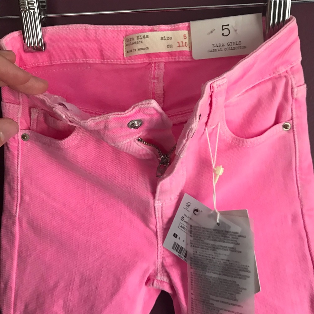 NWT Zara Girls Bright Pink Skinny Jeans Sz 5